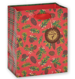 PAPYRUS® Christmas Gift Bag Medium 7x9x4 Evergreen Pinecone
