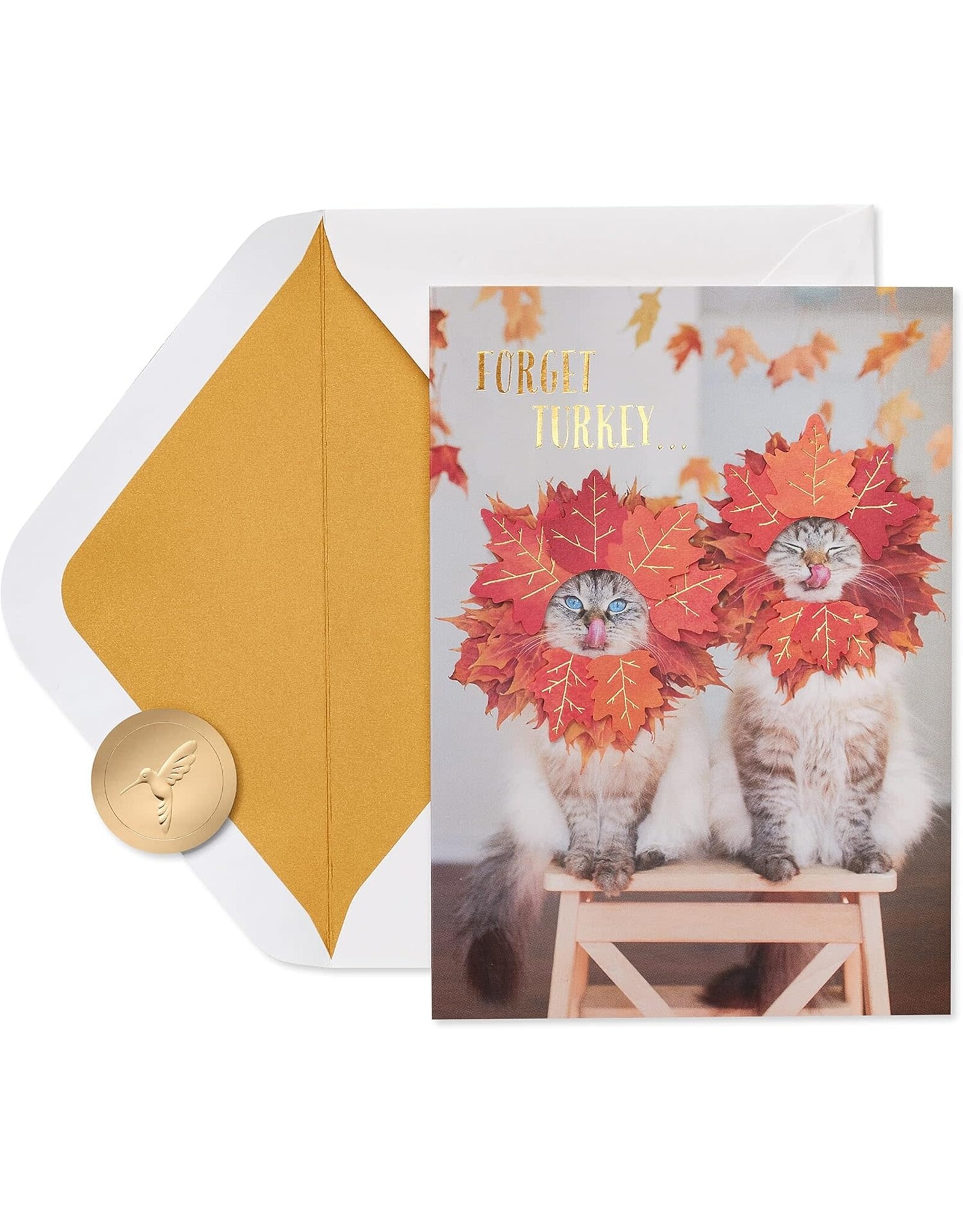 PAPYRUS® Thanksgiving Cards Couple of Hams Cats W Fall Leaves