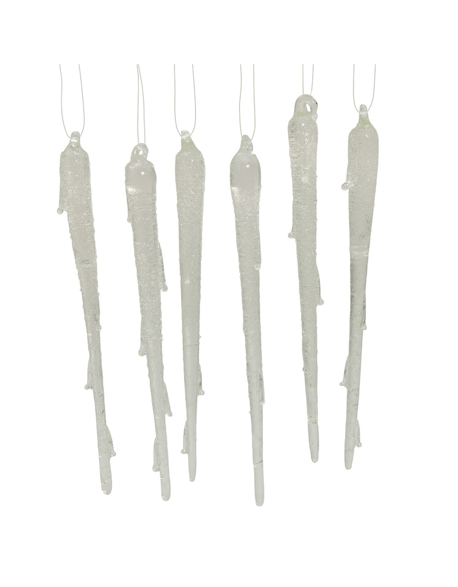 Kurt Adler Christmas Ornaments Glass Icicle Ornament 6.75L Set of 6