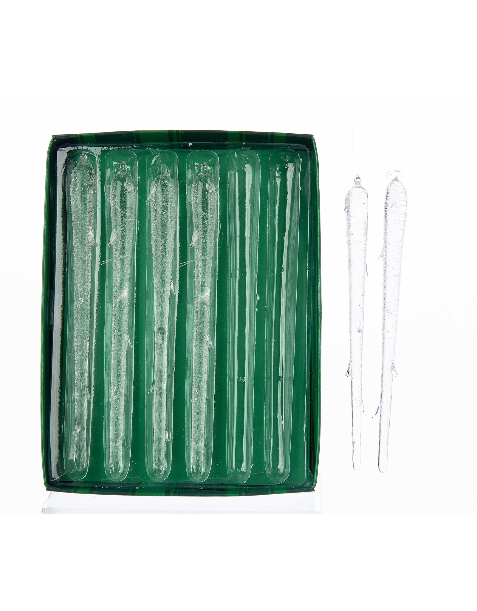 Kurt Adler Christmas Ornaments Glass Icicle Ornament 6.75L Set of 6
