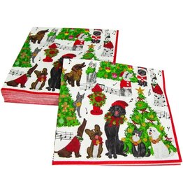 Caspari Christmas Paper Luncheon Napkins 20pk Caroling Pets