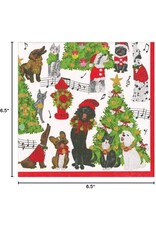 Caspari Christmas Paper Luncheon Napkins 20pk Caroling Pets