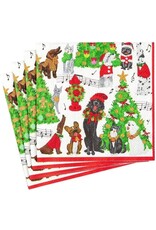 Caspari Christmas Paper Luncheon Napkins 20pk Caroling Pets