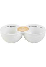 Mud Pie Double Dip Snack Bowl Server W Base For Light Up Sitters