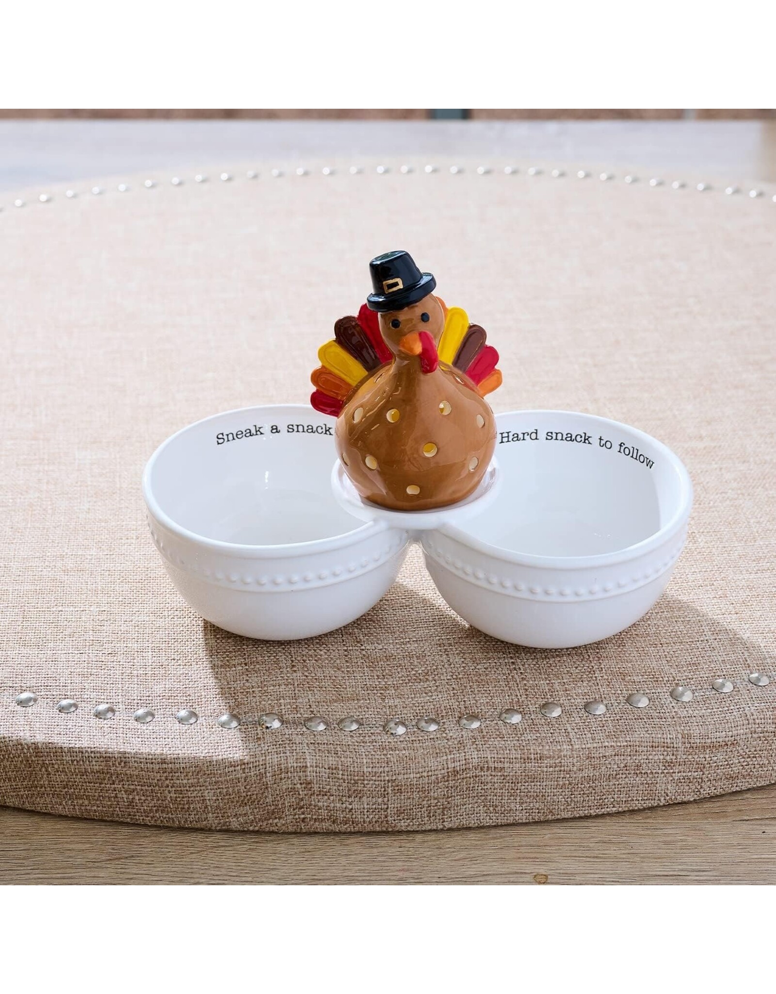 Mud Pie Double Dip Snack Bowl Server W Base For Light Up Sitters