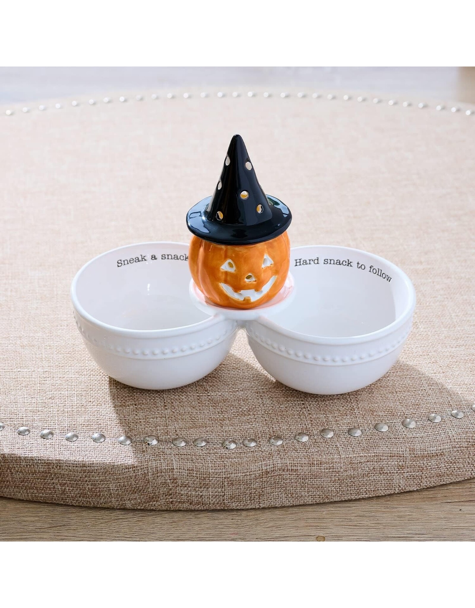 Mud Pie Double Dip Snack Bowl Server W Base For Light Up Sitters
