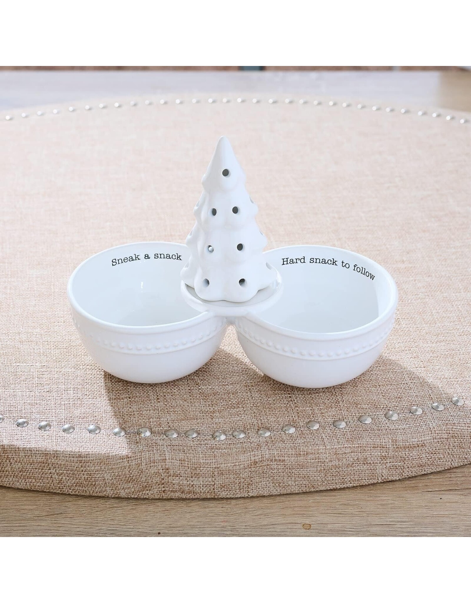 Mud Pie Double Dip Snack Bowl Server W Base For Light Up Sitters