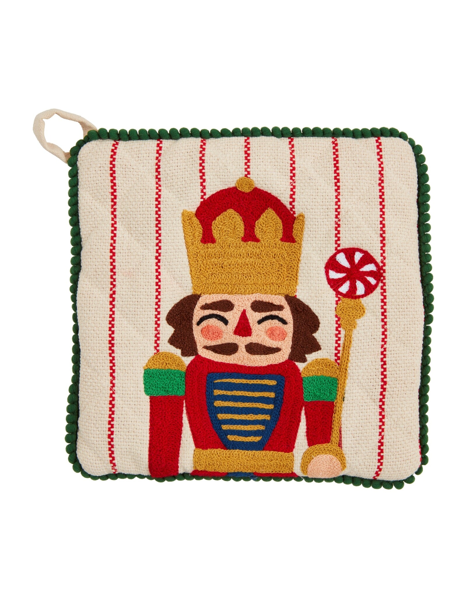 Mud Pie Christmas Pot Holder | Embroidered Quilted Nutcracker