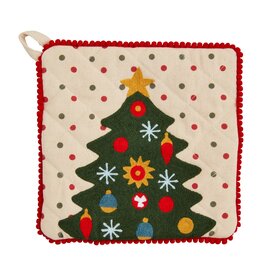 Mud Pie Christmas Pot Holder | Embroidered Quilted Christmas Tree