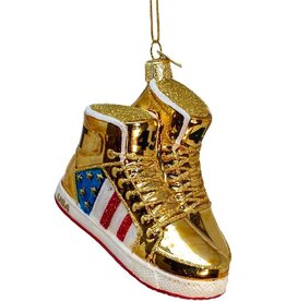 Kurt Adler TRUMP Gold Sneakers Christmas Ornament Glass 3.5 Inch