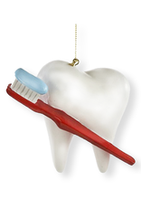 DIGS-N-GIFTS Dentist Christmas Ornaments Tooth w Red Toothbrush Ornament