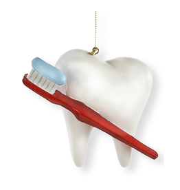 DIGS-N-GIFTS Dentist Christmas Ornaments Tooth w Red Toothbrush Ornament