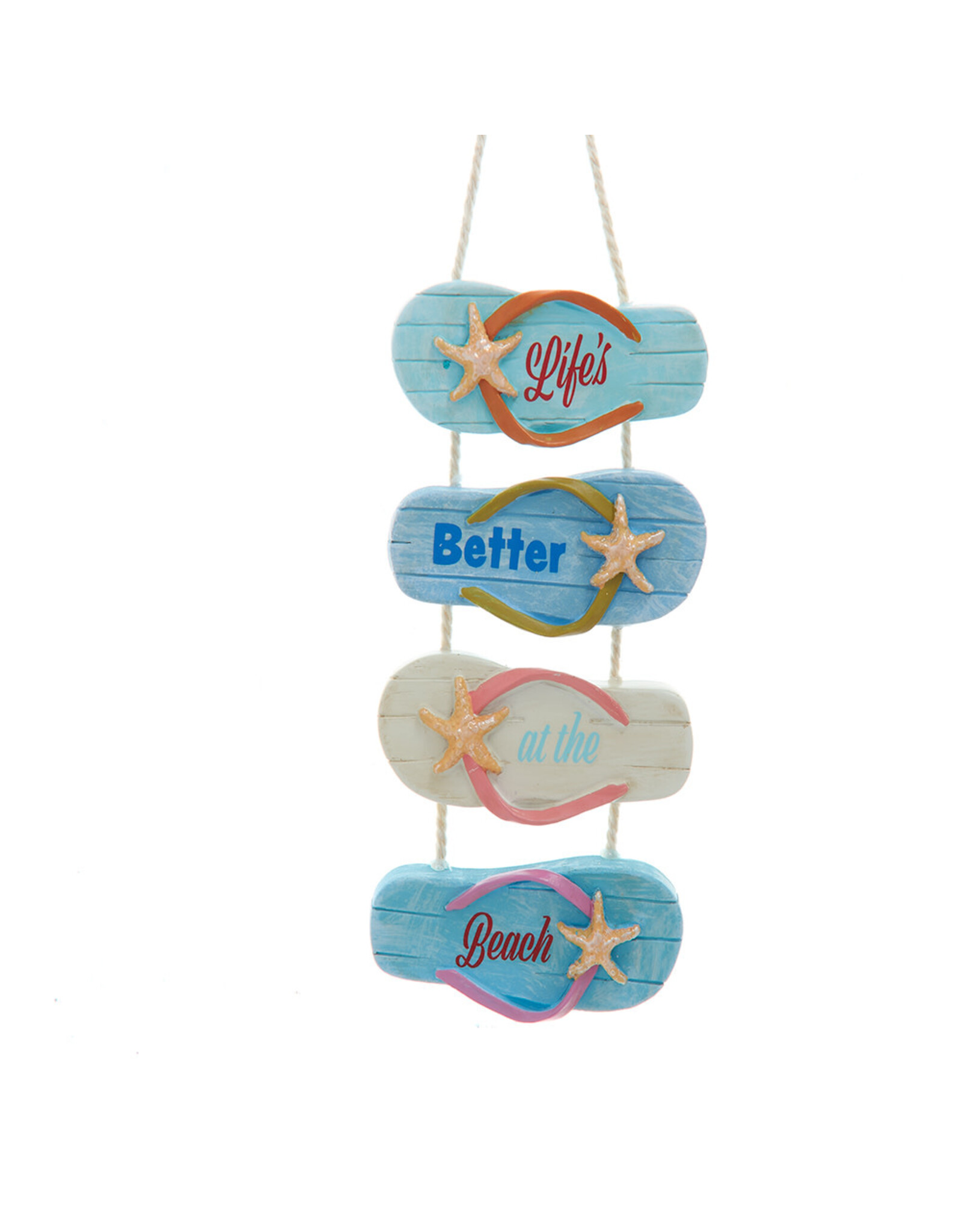 Kurt Adler Flip Flops Sign Ornament w Lifes Better At The Beach