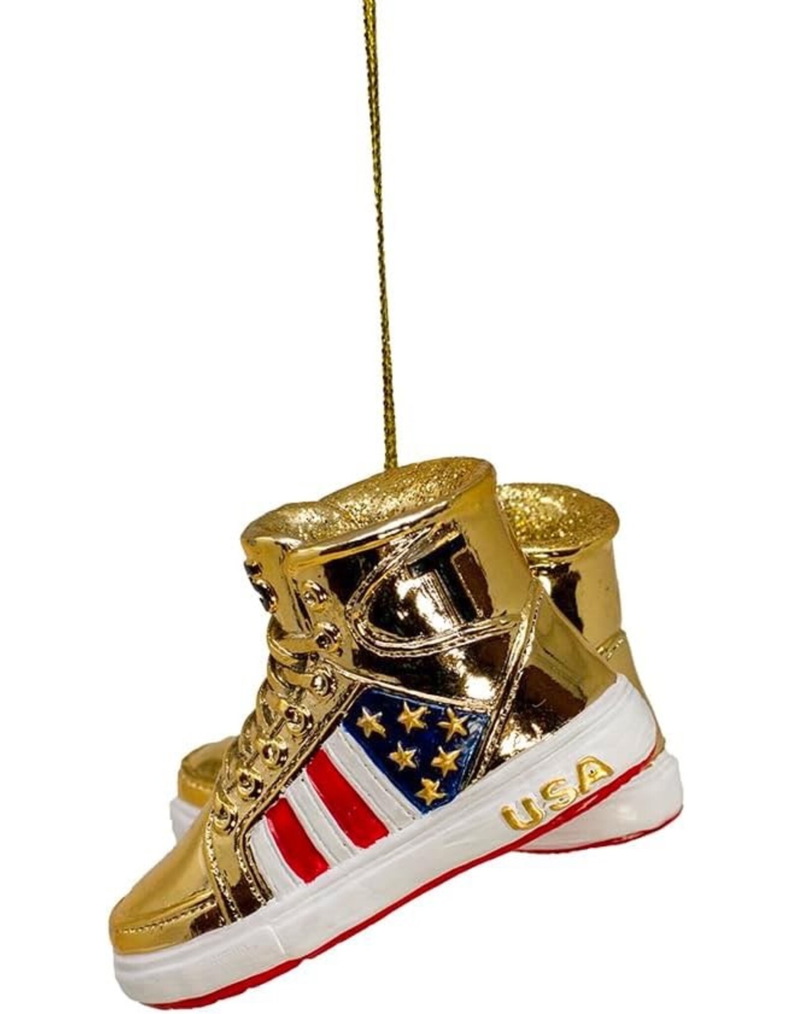 Kurt Adler TRUMP Gold Sneakers Christmas Ornament 3 Inch Resin