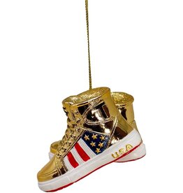 Kurt Adler TRUMP Gold Sneakers Christmas Ornament 3 Inch Resin