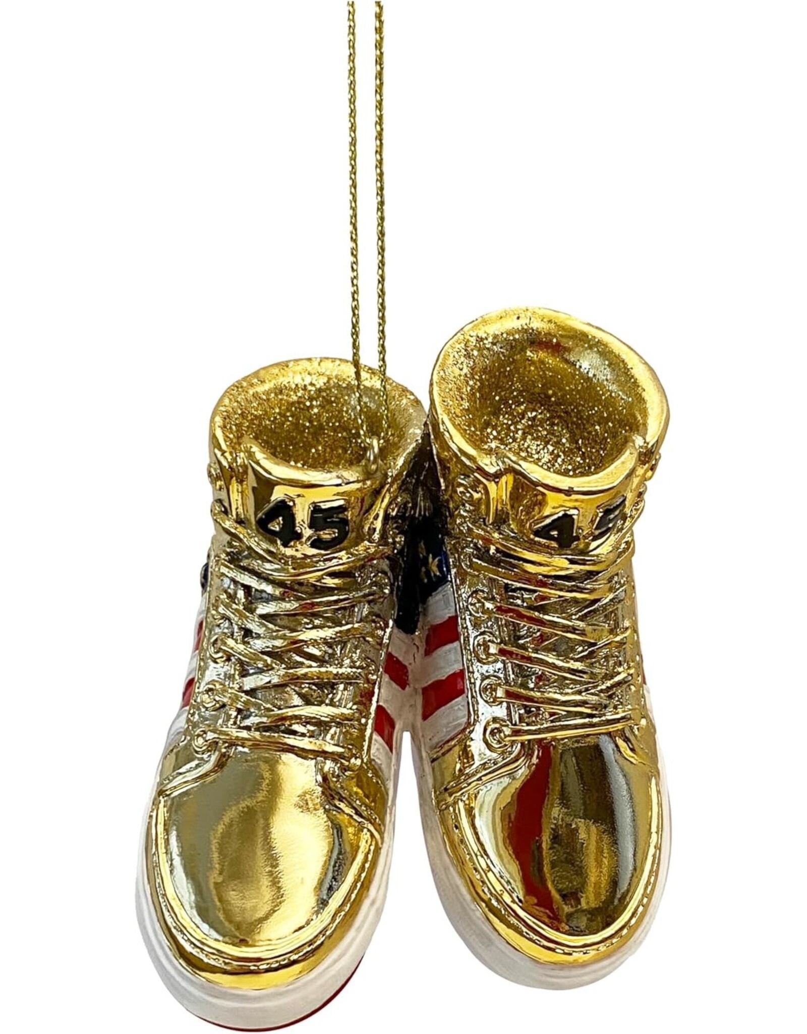 Kurt Adler TRUMP Gold Sneakers Christmas Ornament 3 Inch Resin