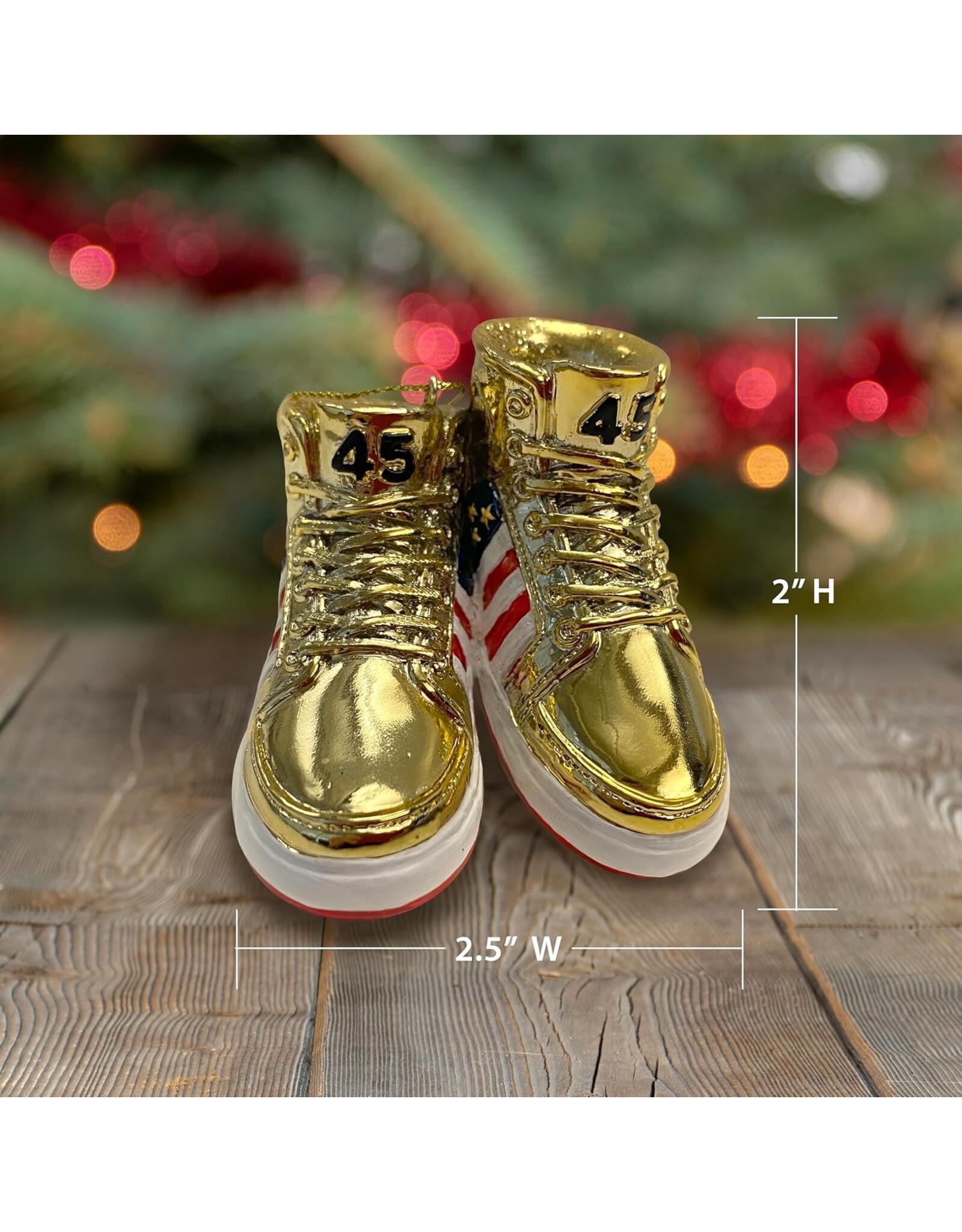 Kurt Adler TRUMP Gold Sneakers Christmas Ornament 3 Inch Resin