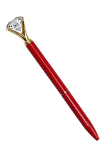 DIGS-N-GIFTS Diamond Pens Gem Top Ballpoint Pen w Gold Accents | Red