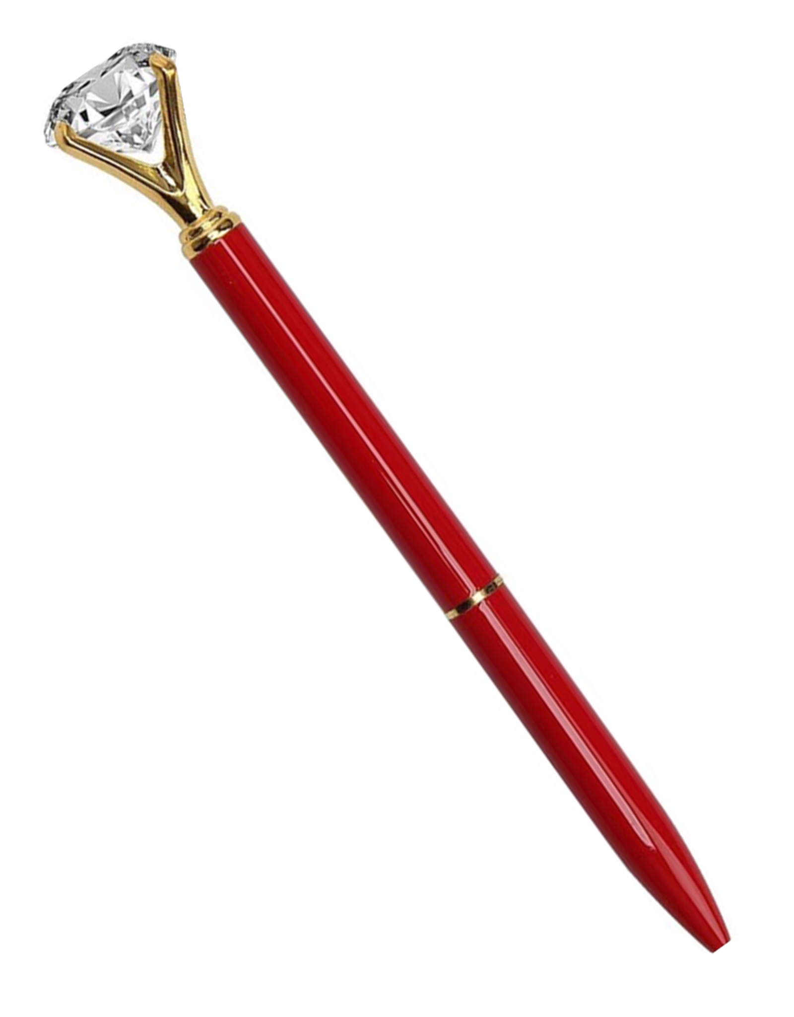 DIGS-N-GIFTS Diamond Pens Gem Top Ballpoint Pen w Gold Accents | Red