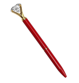 DIGS-N-GIFTS Diamond Pens Gem Top Ballpoint Pen w Gold Accents | Red