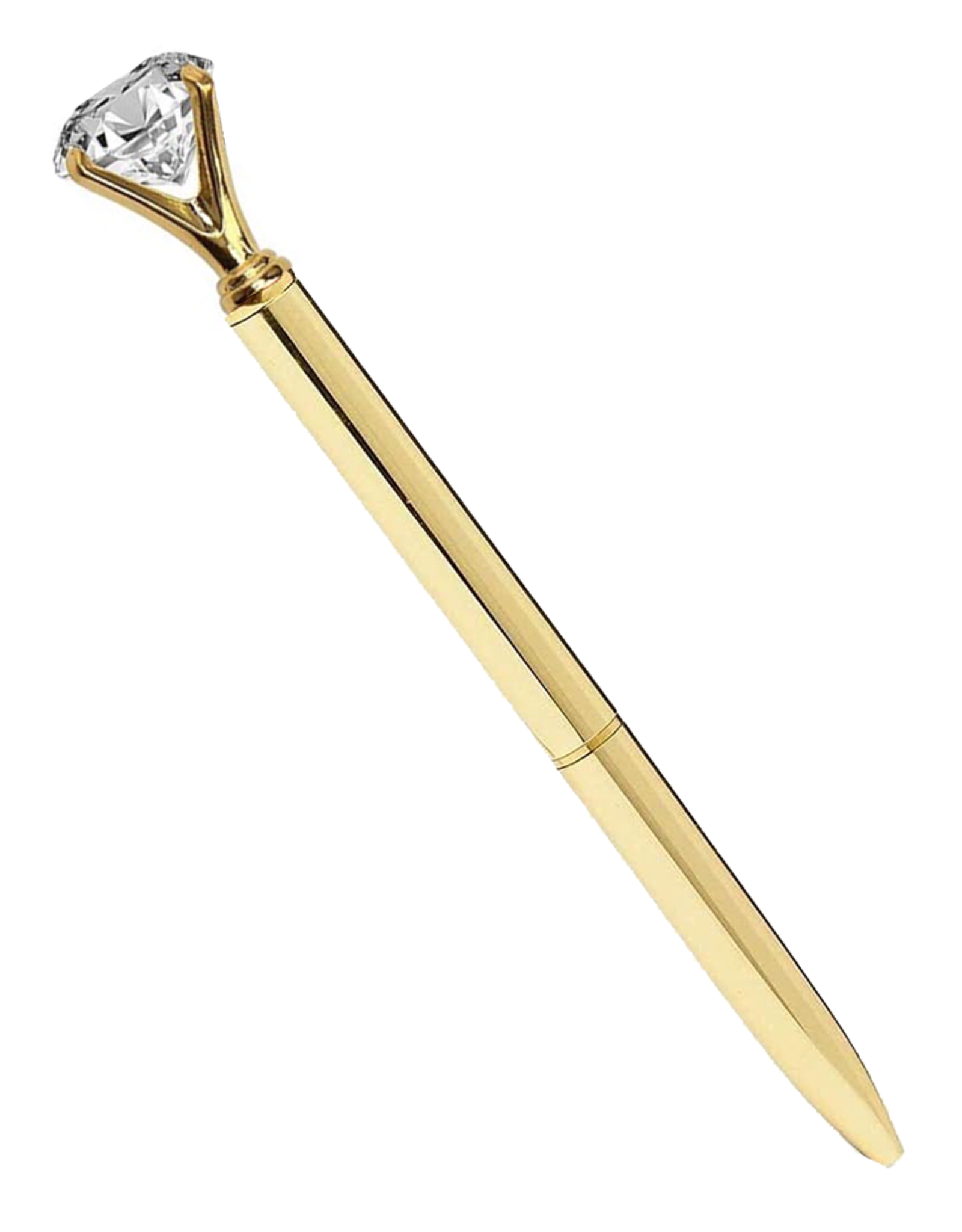 DIGS-N-GIFTS Diamond Pens Gem Top Ballpoint Pen w Gold Accents | Gold