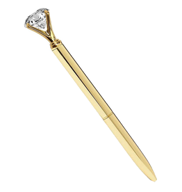 DIGS-N-GIFTS Diamond Pens Gem Top Ballpoint Pen w Gold Accents | Gold