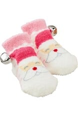 Mud Pie Baby Toddler Pink Santa Chenille Christmas Rattle Toe Socks