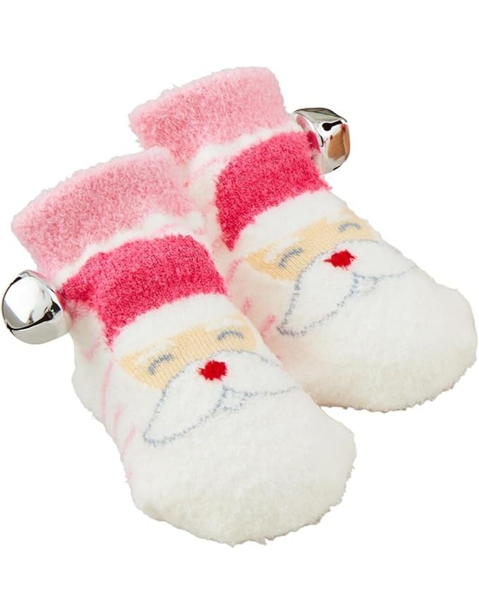 Mud Pie Baby Toddler Pink Santa Chenille Christmas Rattle Toe Socks