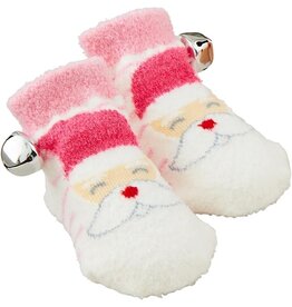 Mud Pie Baby Toddler Pink Santa Chenille Christmas Rattle Toe Socks