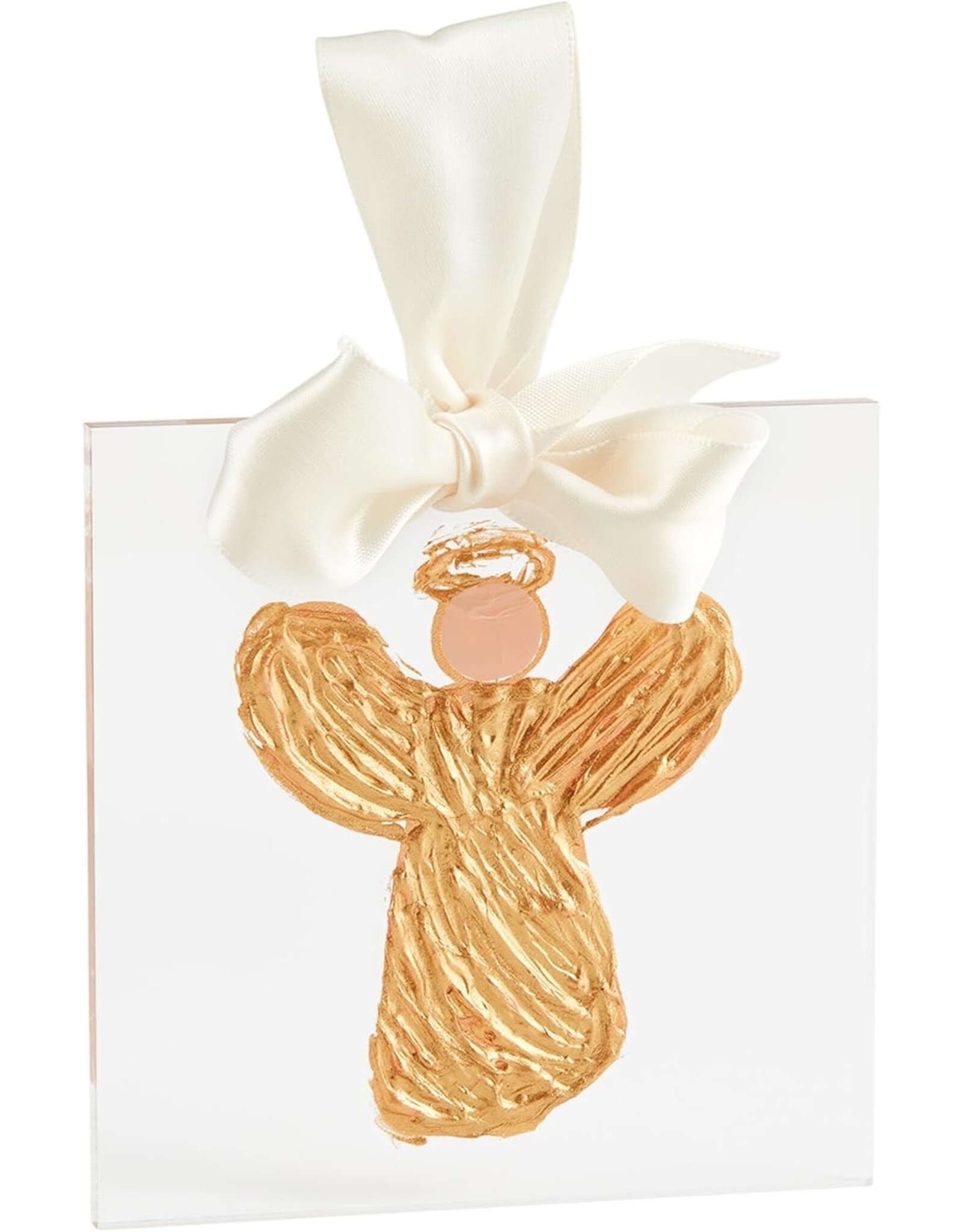 Mud Pie Gold Angel on Acrylic Ornament 4x4 Inch