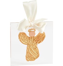 Mud Pie Gold Angel on Acrylic Ornament 4x4 Inch