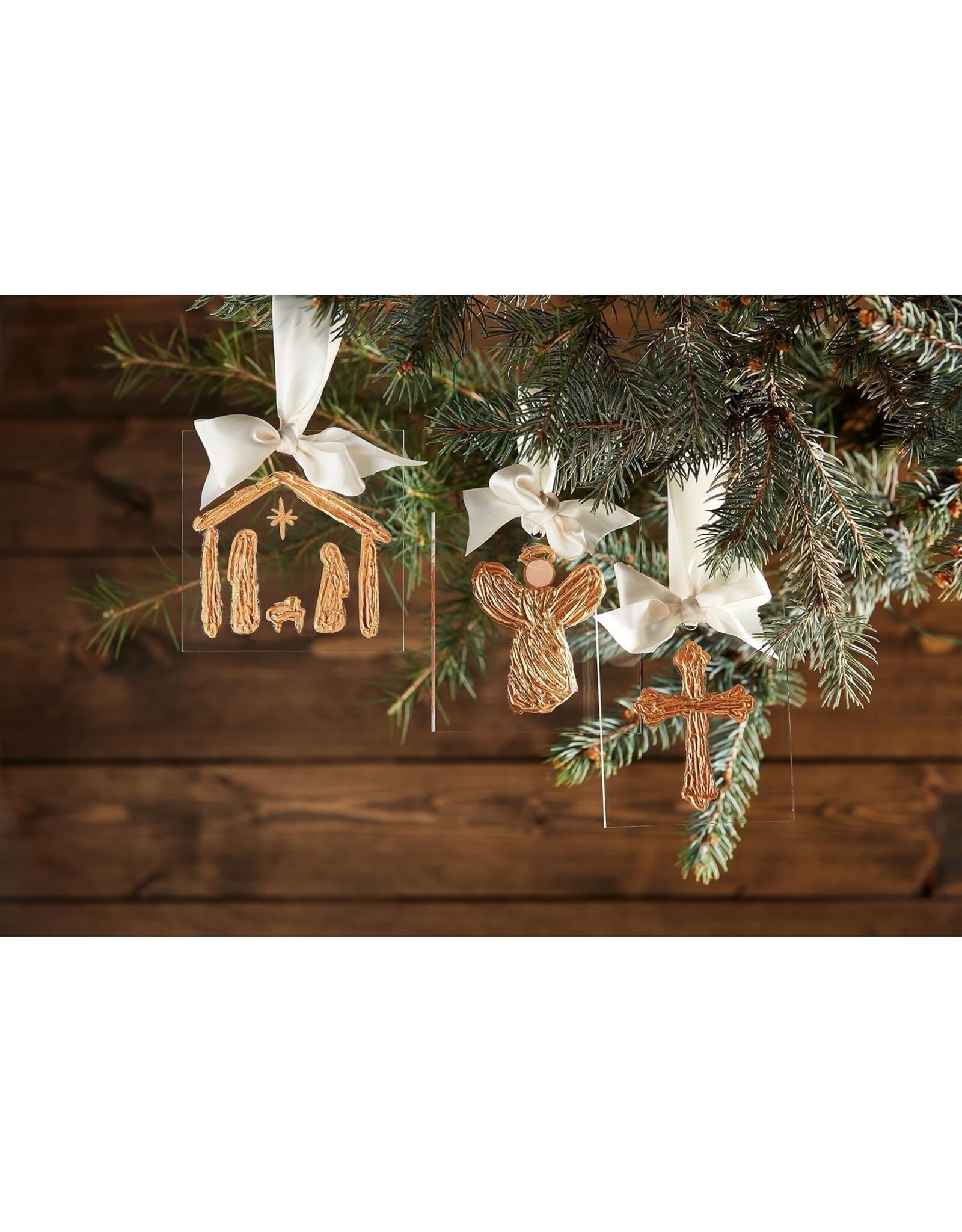 Mud Pie Gold Angel on Acrylic Ornament 4x4 Inch