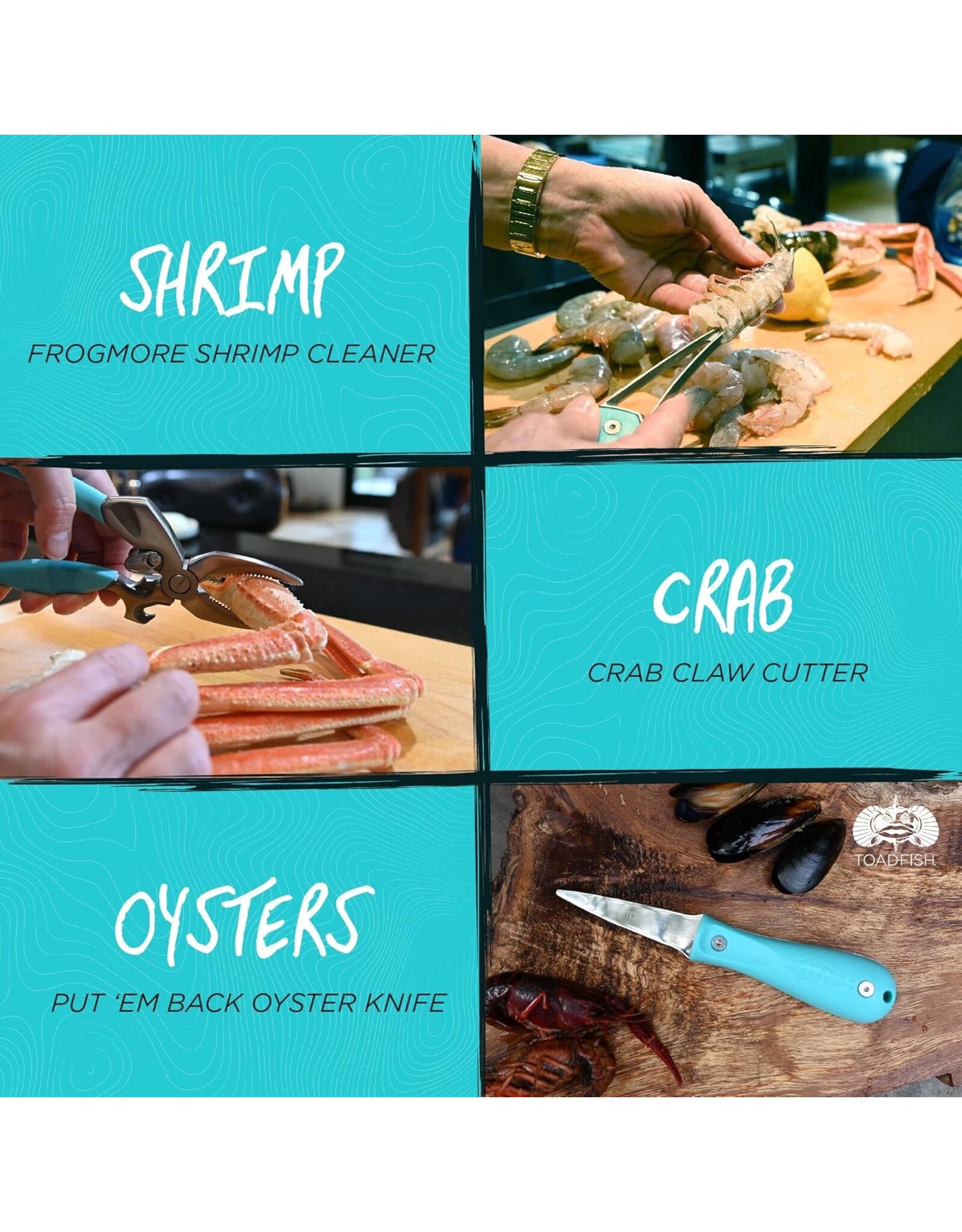 Toadfish Outfitters Gift Set Crab Cracker Shrimp Deveiner Oyster Knife