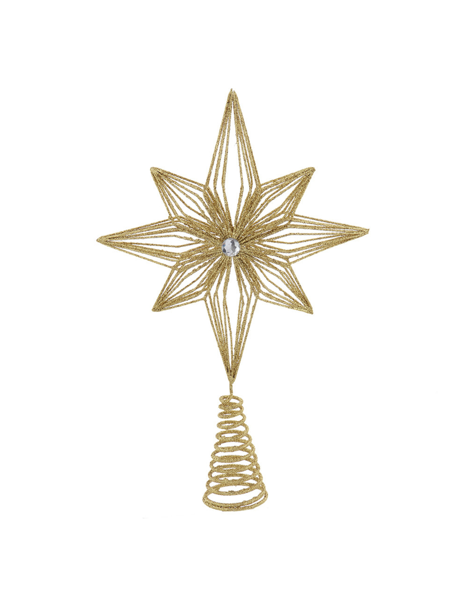 Kurt Adler Unlit Gold Glittered Treetop 12 Inch 6 Point Tree Topper