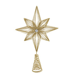 Kurt Adler Unlit Gold Glittered Treetop 12 Inch 6 Point Tree Topper