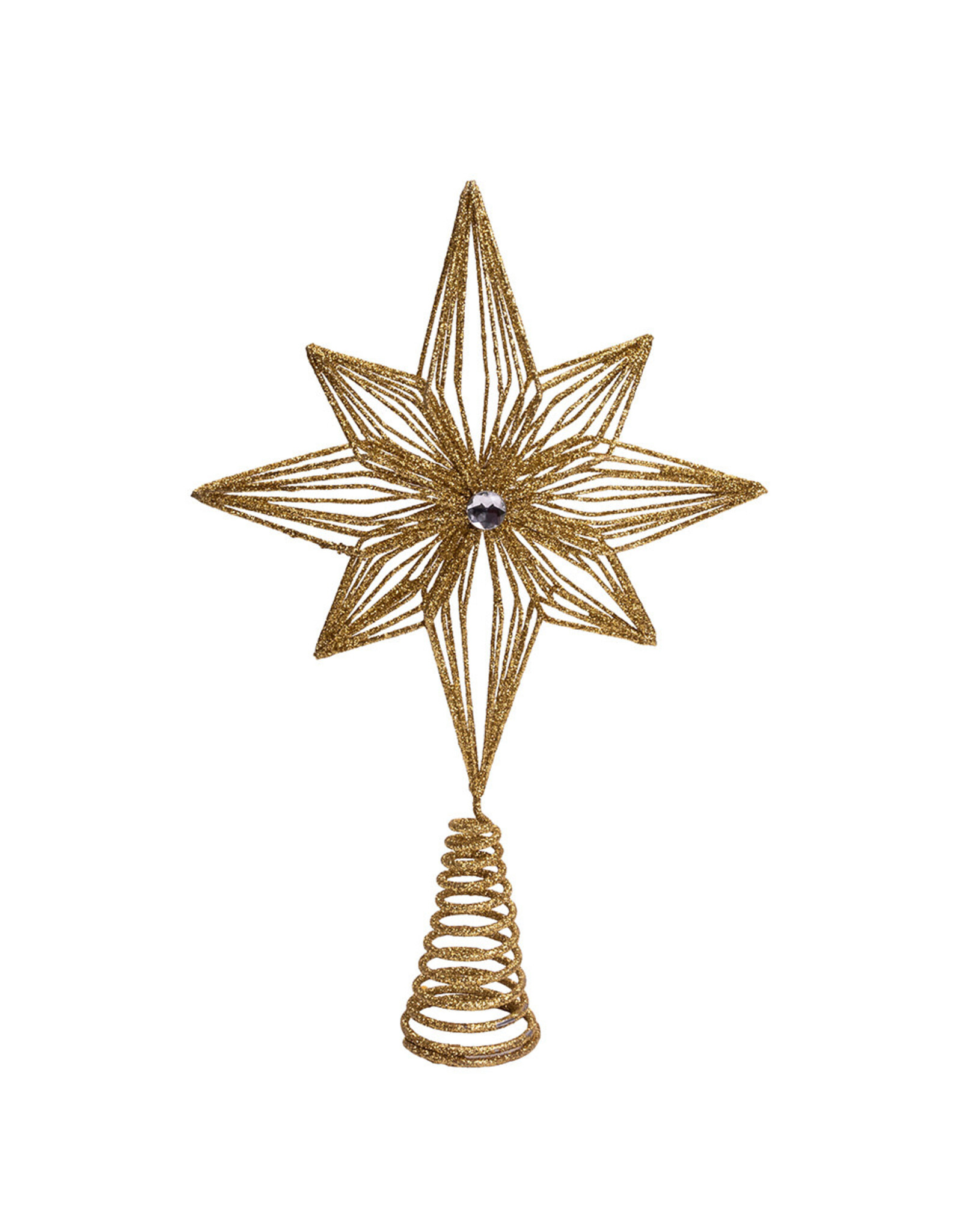 Kurt Adler Unlit Gold Glittered Treetop 12 Inch 6 Point Tree Topper