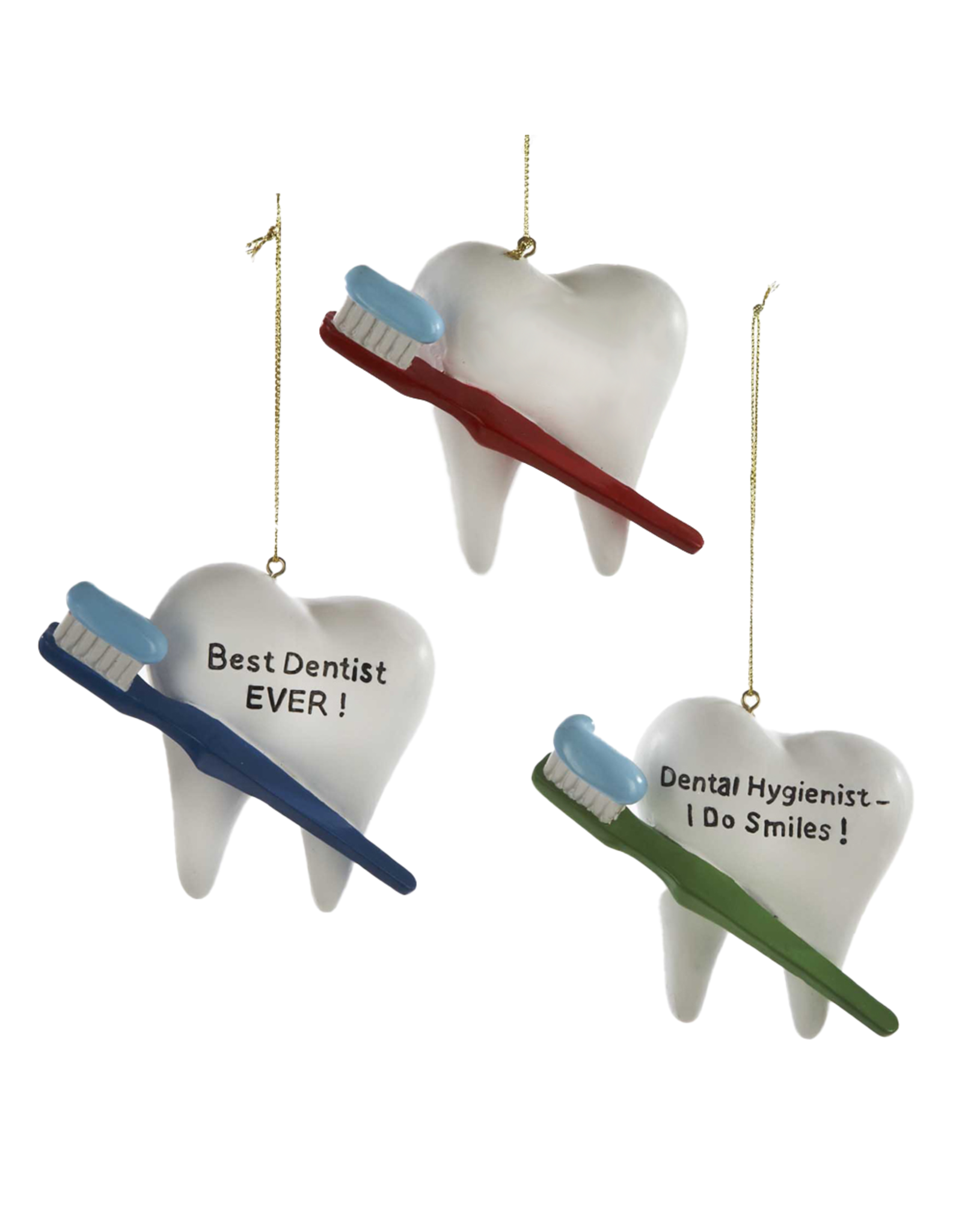 Kurt Adler Dentist Teeth Christmas Ornament For Dentist Set of 3