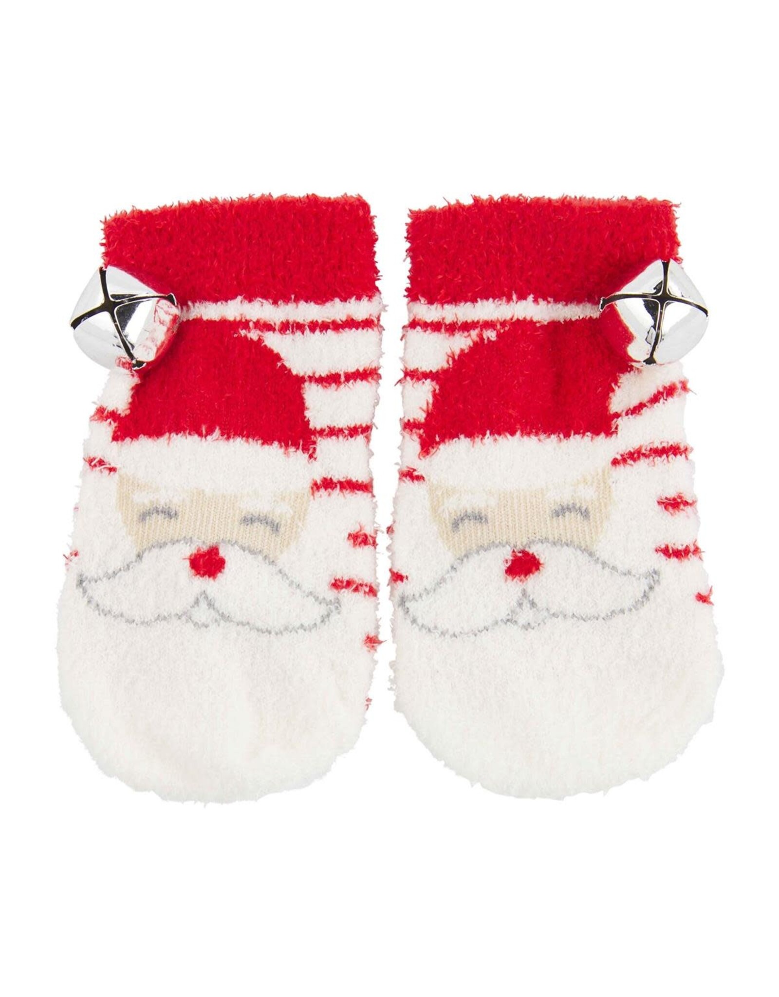 Mud Pie Santa Chenille Christmas Rattle Toe Socks For Baby Toddlers