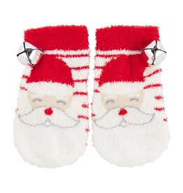 Mud Pie Santa Chenille Christmas Rattle Toe Socks For Baby Toddlers