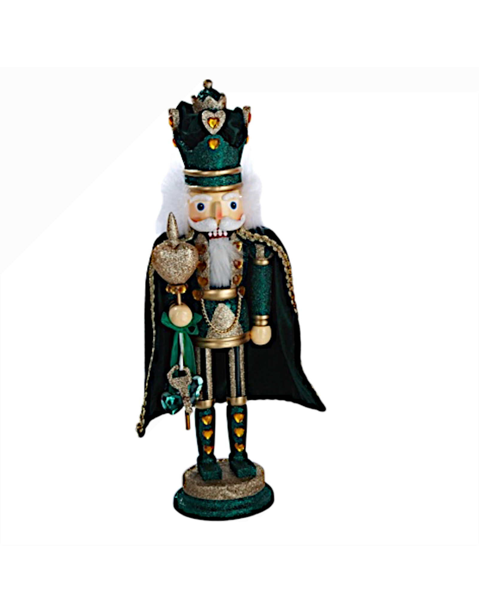 Kurt Adler Green Hollywood King of Hearts Nutcracker