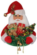 Karen Didion Santa Head With Gift Bag Wall Door Hanger Decoration 22”