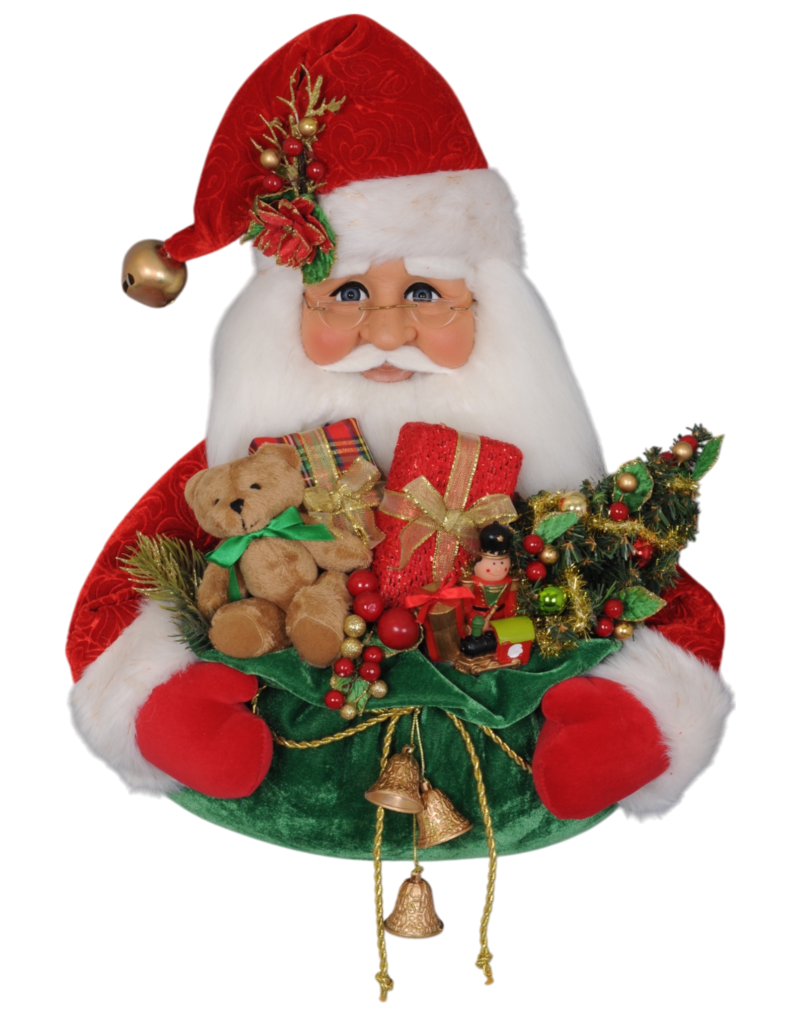 Karen Didion Santa Head With Gift Bag Wall Door Hanger Decoration 22”