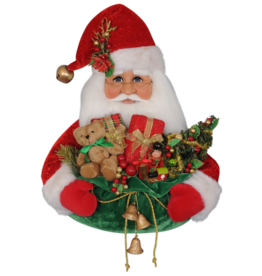 Karen Didion Santa Head With Gift Bag Wall Door Hanger Decoration 22”