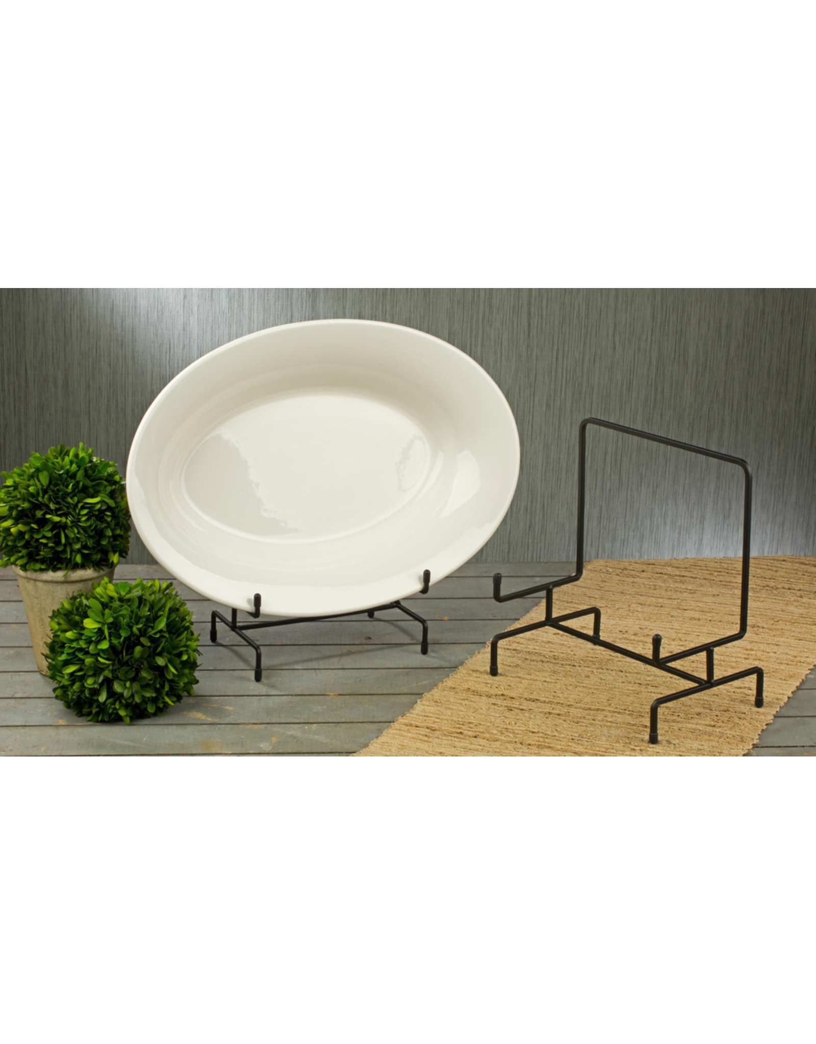 Tripar International Large Black Metal Bowl and Platter Stand