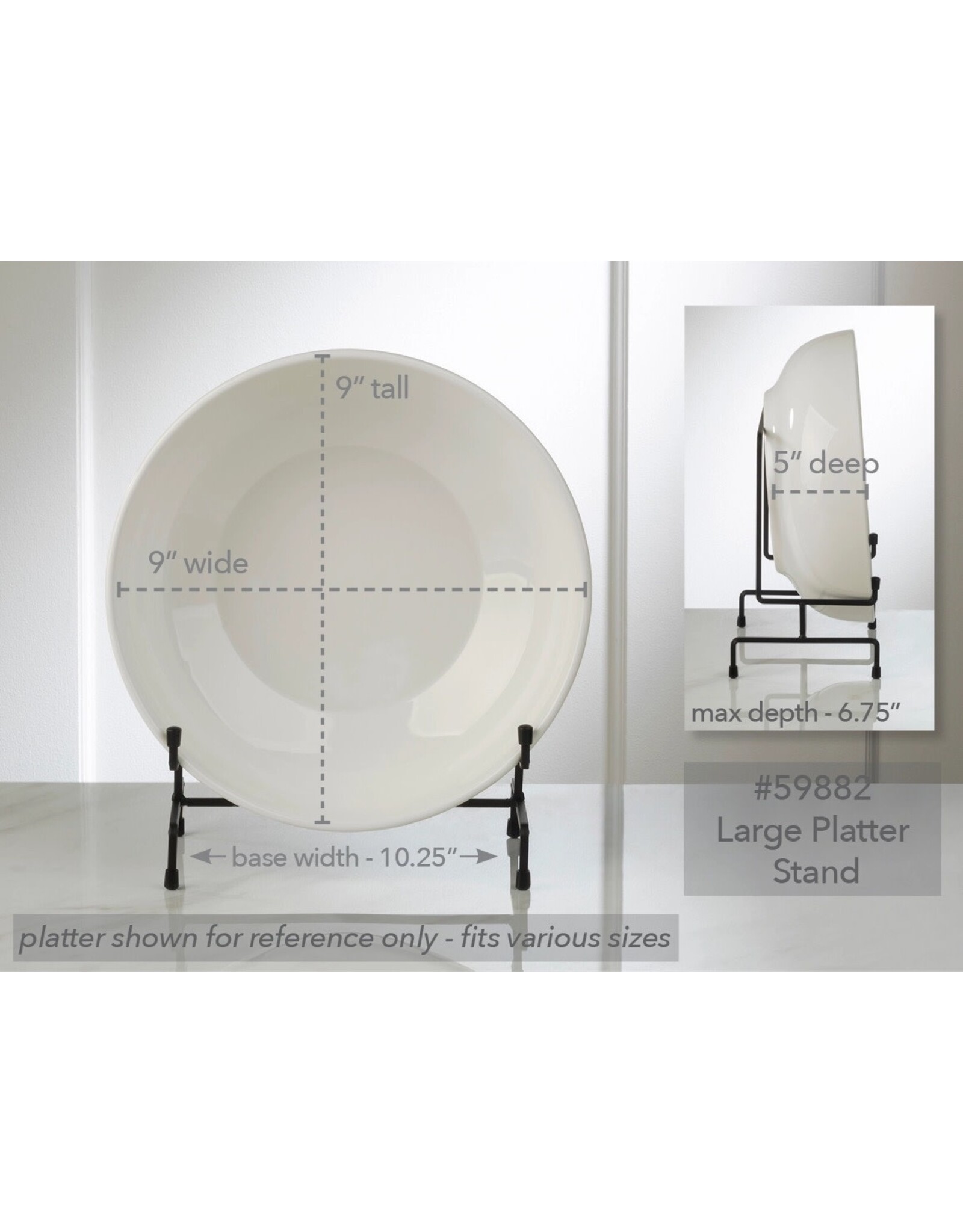 Tripar International Large Black Metal Bowl and Platter Stand