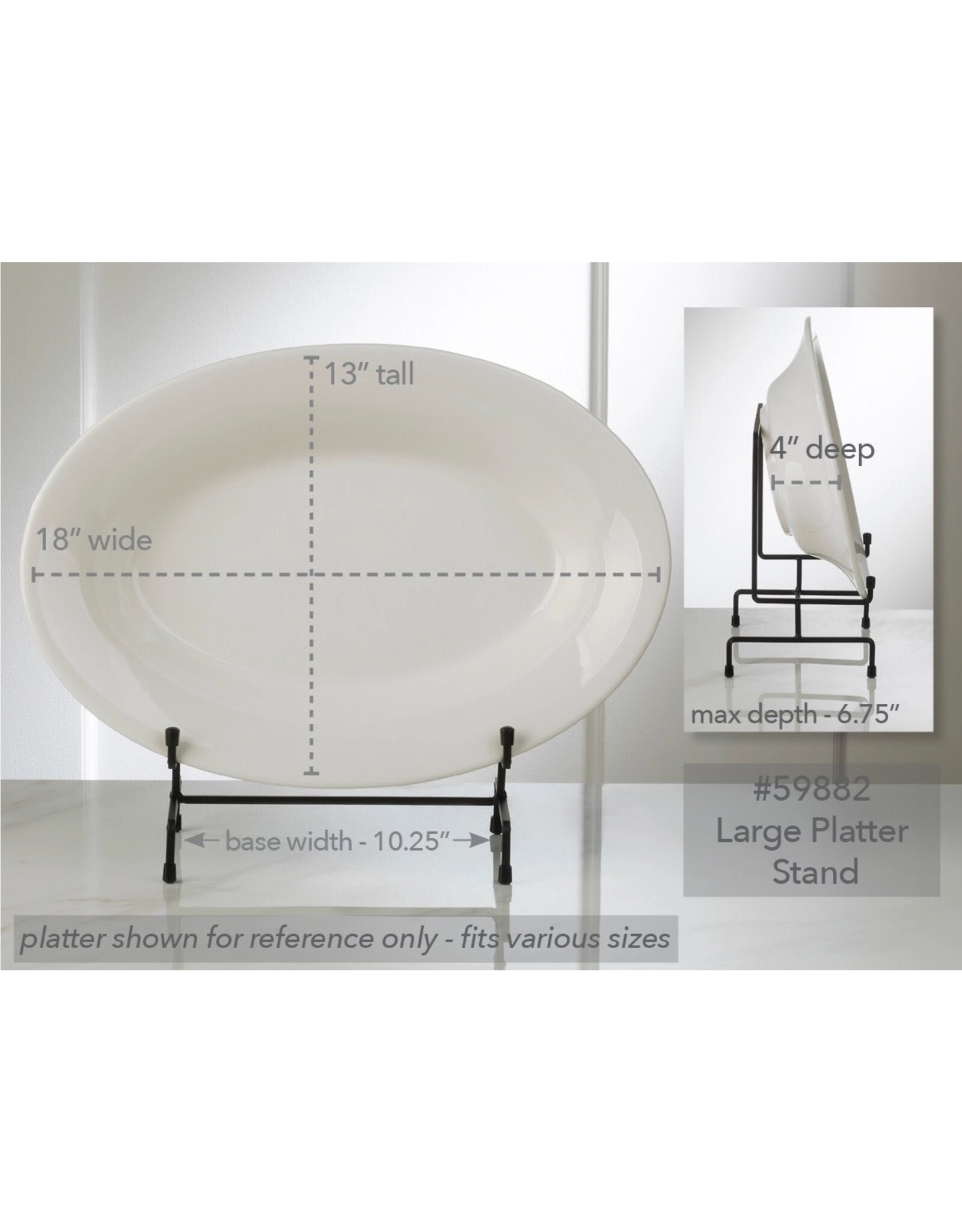 Tripar International Large Black Metal Bowl and Platter Stand
