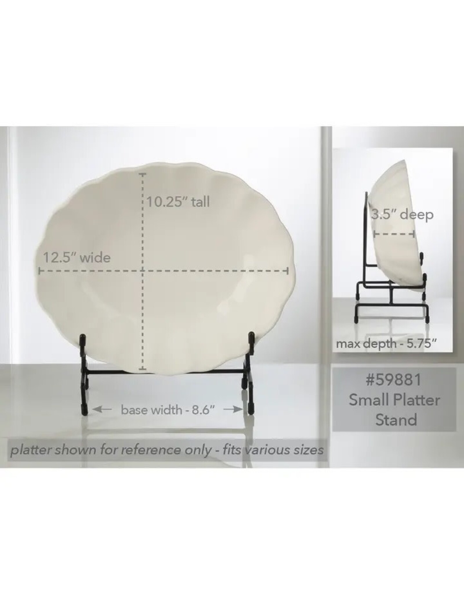 Tripar International Small Black Metal Decorative Bowl and Platter Stand
