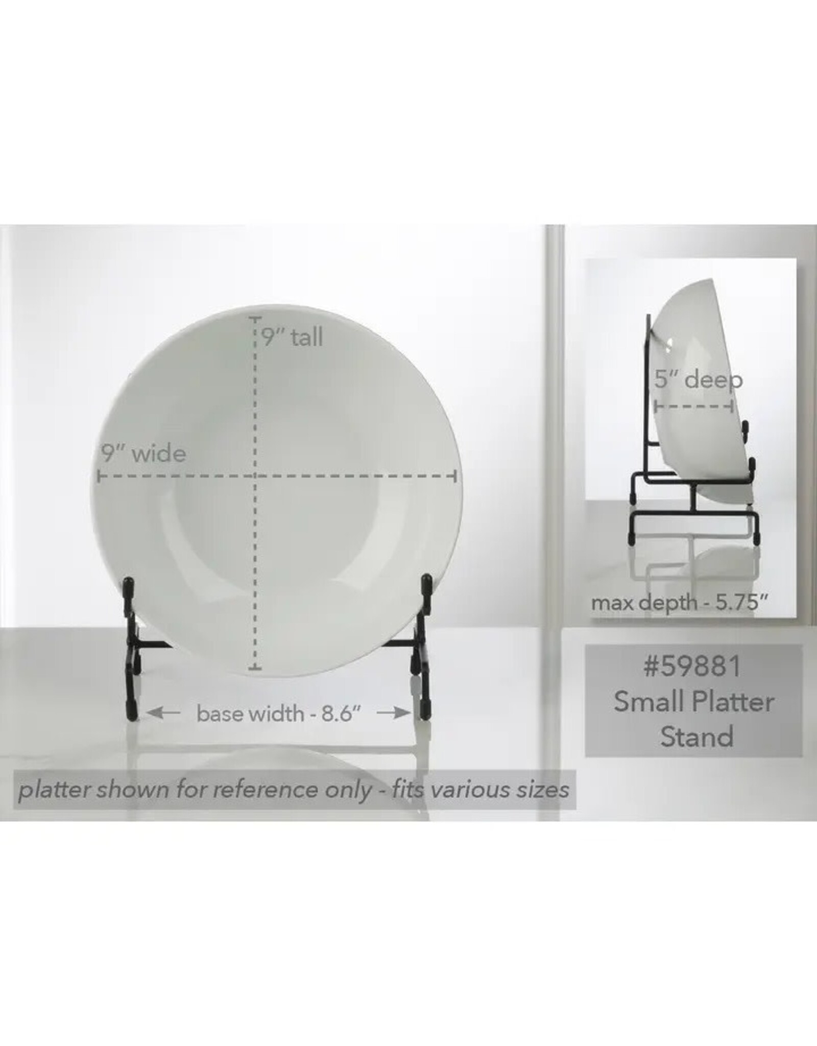 Tripar International Small Black Metal Decorative Bowl and Platter Stand