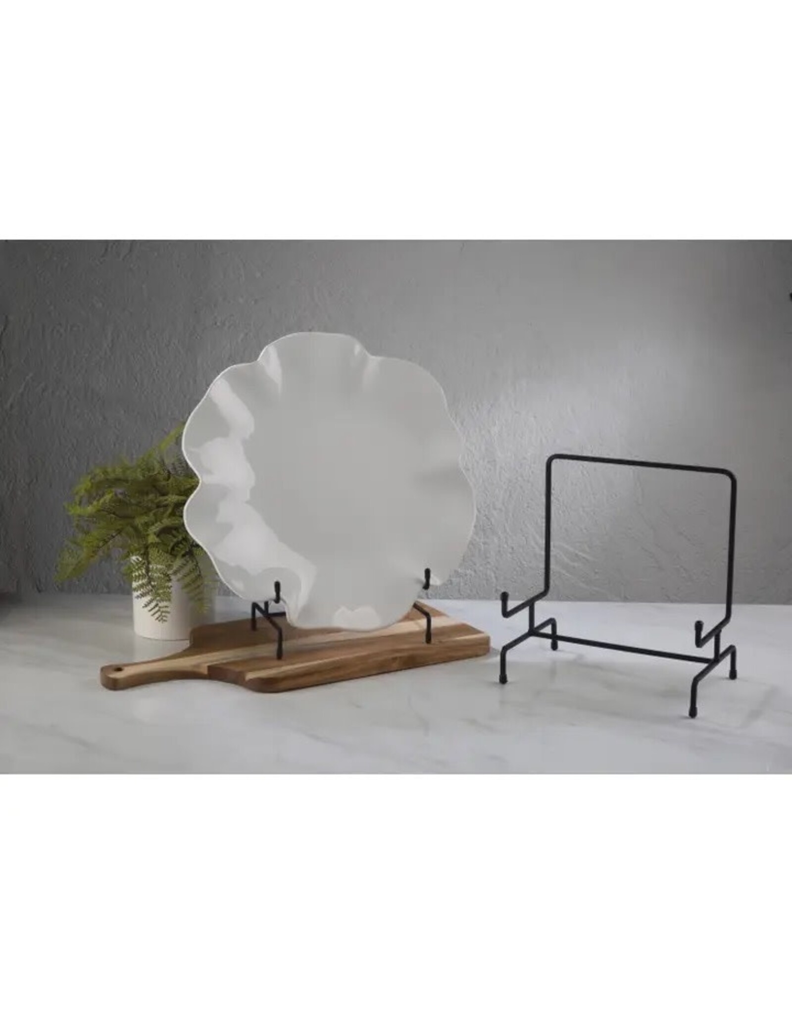 Tripar International Small Black Metal Decorative Bowl and Platter Stand