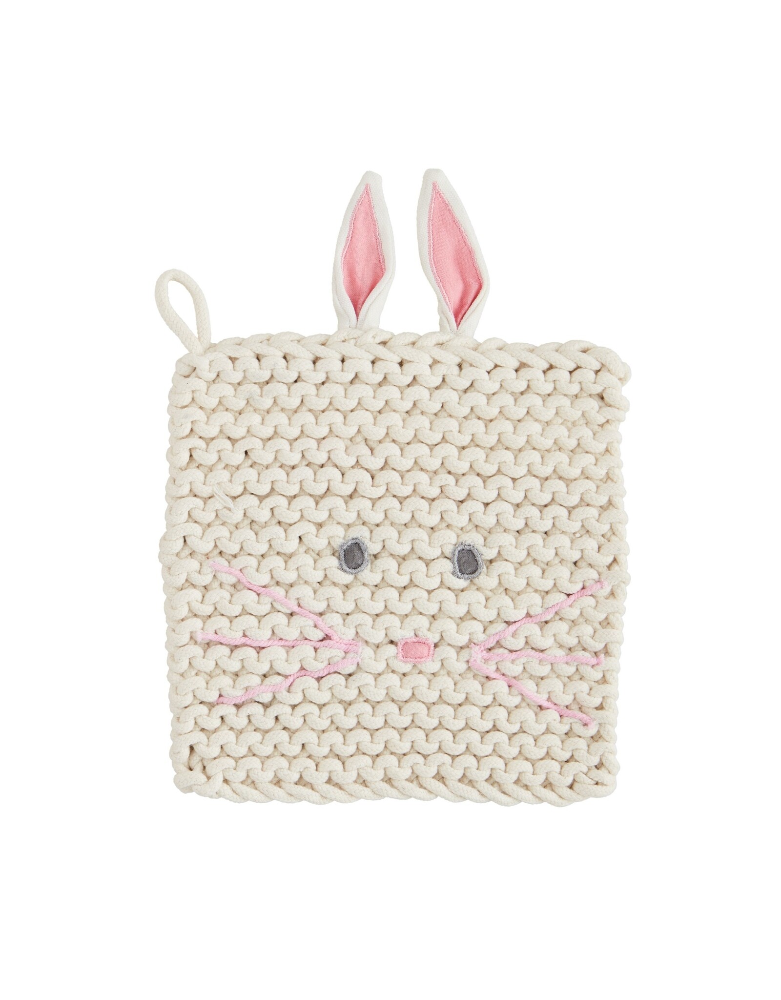 Mud Pie Easter Trivets |  Pink Bunny Crochet Trivet Pot Holder